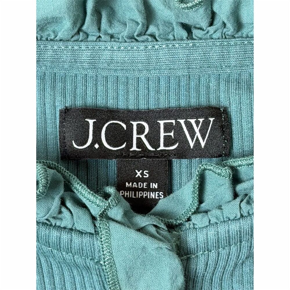 J.Crew Women's XS Ruffle Collar Long Sleeve Blouse Blue Casual Top - Picture 4 of 10